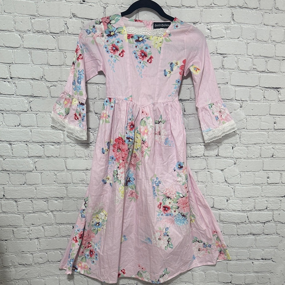 Scarlet Darkness Long Floral Victorian Style Dress Girls Size 8-9